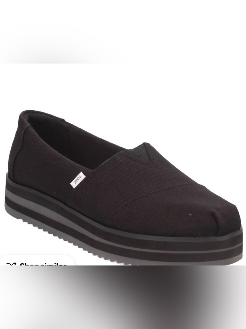 TOMS Black Platform Canvas Slip-On Loafer 11